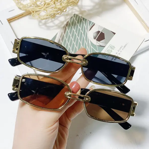 Designer แว่นกันแดดสี่เหลี่ยมผืนผ้าสําหรับผู้หญิง – กรอบย้อนยุคขนาดเล็ก UV400 เฉดสี